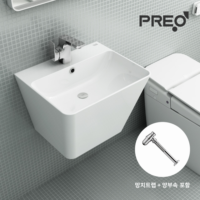 아메리칸스탠다드 F516 플랫 반다리 일체형 세면기 (양부속 포함-망치트랩)